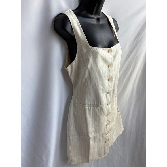 MNG Mango NWT Cream Striped Belted Dress Size M USA 6 Classy Modest Old Money - Picture 3 of 9